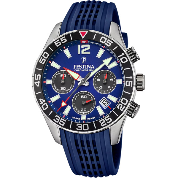 Orologio Cronografo Sportivo Uomo Festina F20517/1 – Cassa Acciaio 43,7 mm, Quadrante Blu, Cinturino in Silicone Blu