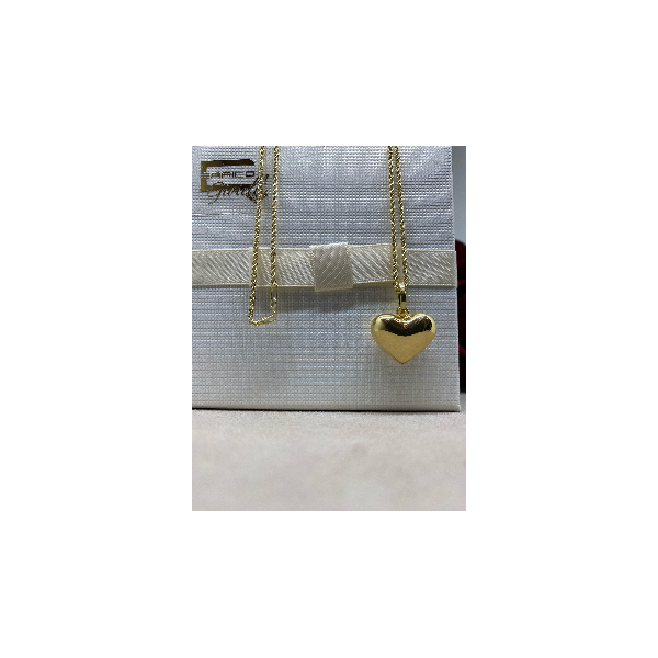 💛 Collana Fune con Cuore Bombato in Oro 18kt