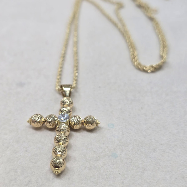 Collana a Fune 50 cm con Croce Mille Luci in Oro 750