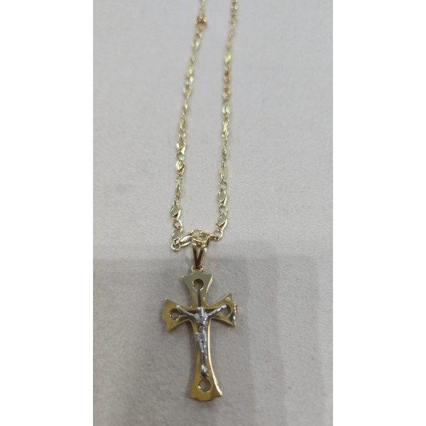 Collana con Croce a Doppia Lastra in Oro Giallo 750 ‒ Eleganza Classica