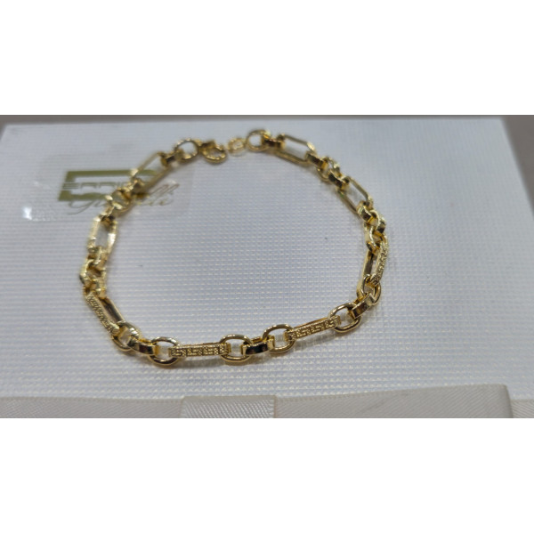 Bracciale oro 750 anelli ovali con greca impressa 20 cm – Cod.57