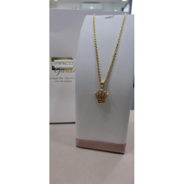 Collana Fune in Oro 750 con Ciondolo Modello Rolex – Lunghezza 50 cm
