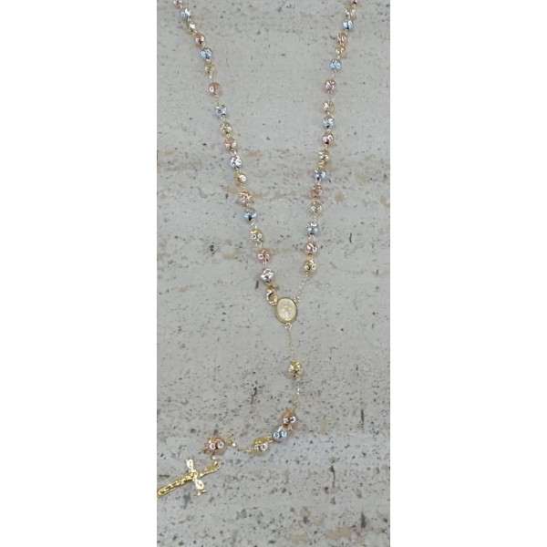 Rosario con sfere Slash in oro giallo 60 cm 750 millesimi