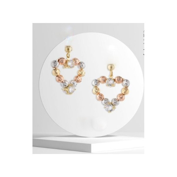 Coppia Orecchini Cuore Milleluci Tre Colori in oro 750