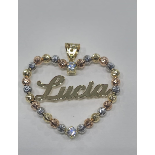 💖 Ciondolo cuore milleluci 750 millesimi personalizzato con nome. SENZA COLLANA