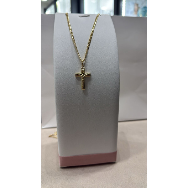 Collana Grumetta 60 cm con Croce in Oro Giallo 750 millesimi