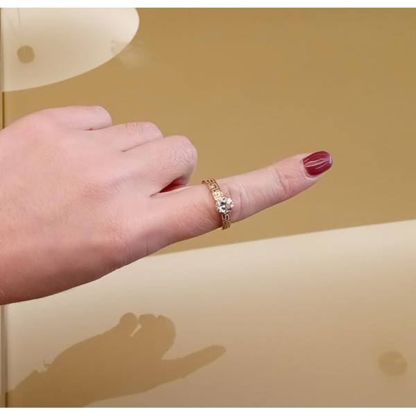 Anello Oro con Greca in ORO 750 MILELSIMI CON TEDDY