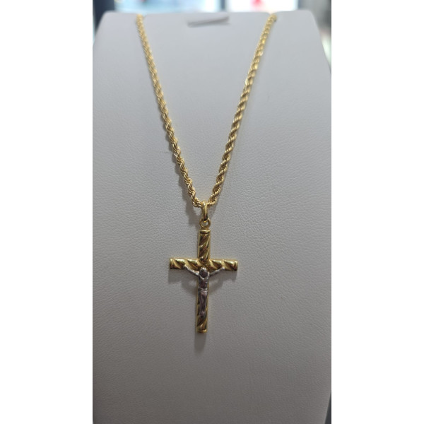 Fune in Oro Giallo e Croce Bicolore oro 750‰