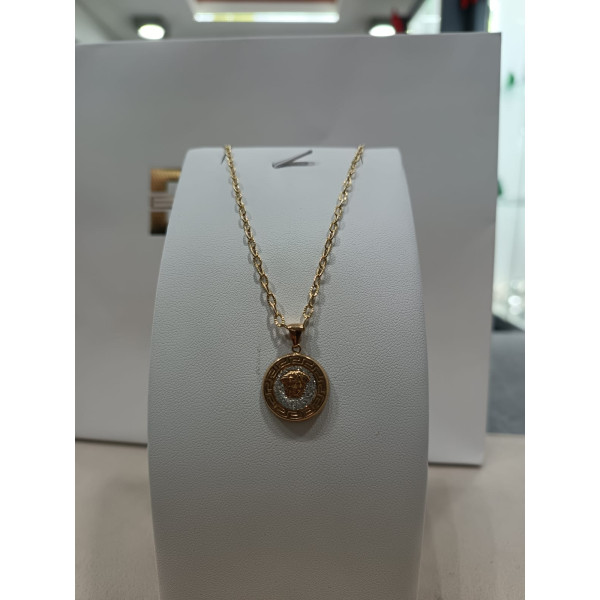 Collana 750 millesimi oro 750 – 750 millesimi – 60 cm con medaglia modello Versace zirconata