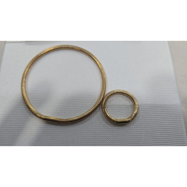 Completo Anello e Bracciale Elastico in Oro 750 millesimi
