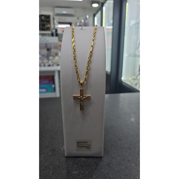 Collana 60 cm Greca Stile Versace con Croce in Oro 750 millesimi