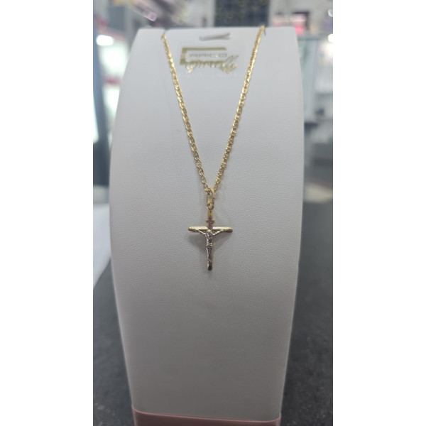 Collana con Croce Bicolore in Oro 750 Millesimi Elegante e Moderna