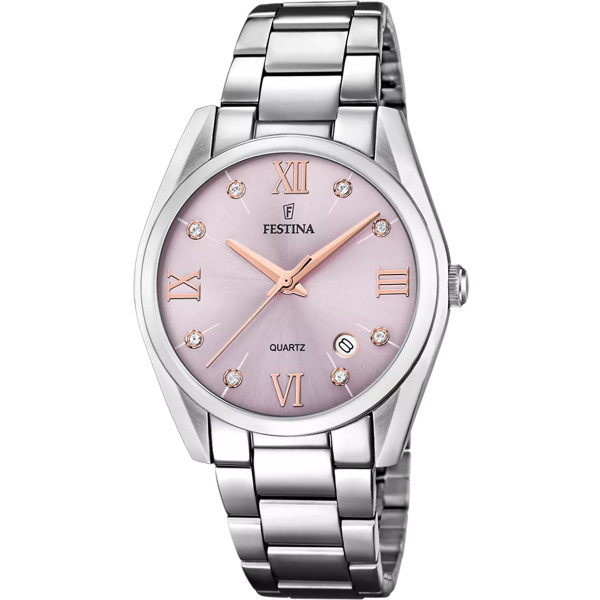 Orologio Solo Tempo Donna Festina Boyfriend F16790/D con Quadrante Bordeaux e Cinturino in Acciaio Inossidabile