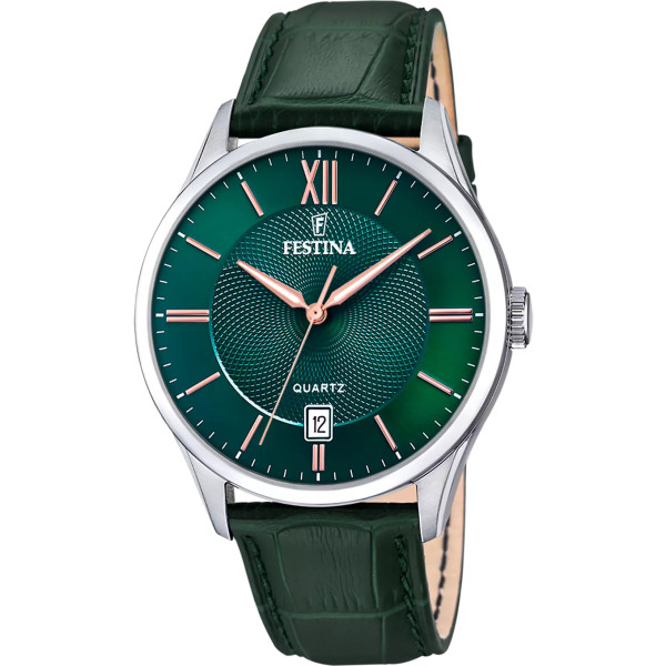 Orologio Solo Tempo Uomo Festina Correa Clasico F20426/7 – Quadrante Verde, Cinturino in Pelle Verde, Cassa 43mm ⌚️🌿