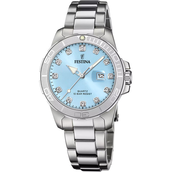 Orologio Donna Festina Boyfriend F20503/5 con Quadrante Azzurro e Cinturino in Acciaio Inossidabile
