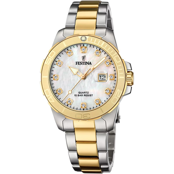 Orologio Donna Festina F20504/2 con Quadrante Crema e Cinturino in Acciaio