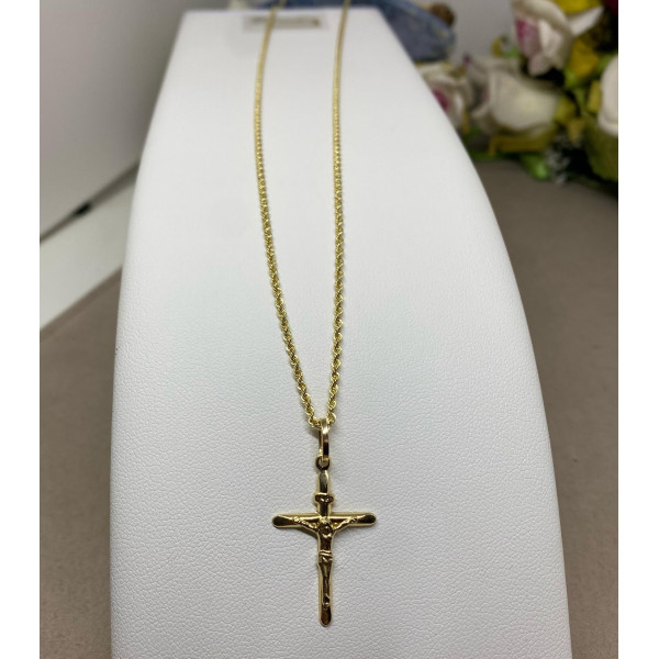 Collana con Croce in Oro Giallo 18kt – Eleganza e Fede